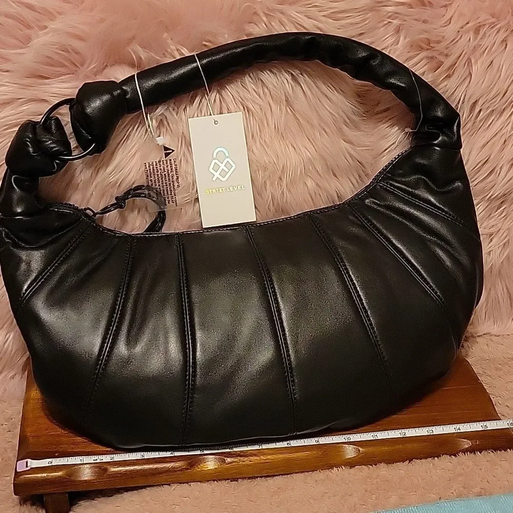 Street Level Shoulder Hobo Style Black Bag NWT